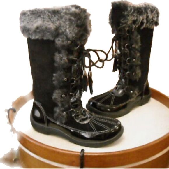 Sporto Millie Black Suede Lace-up Winter Snow Boot Size 11W. - Picture 1 of 6